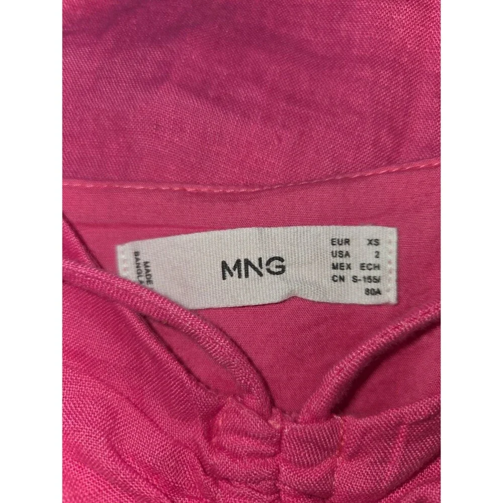 Mng Mango Hot Pink Linen Mini Dress Sundress Size 2